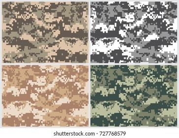 set camouflage military texture background soldier repeated seamless white gray black monochrome print
