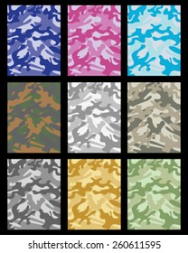 Set of  camouflage pattern. Fashionable digital camouflage pattern, vector illustration