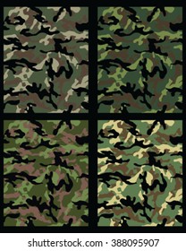 Set of  camouflage pattern. Fashionable  camouflage pattern, vector illustration