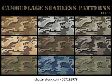 Set of camouflage seamless patterns.