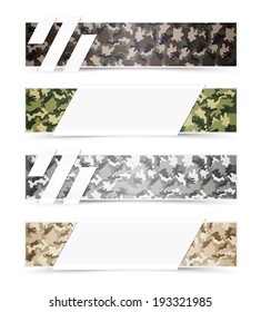 Set of Camouflage Web Banners with White Space