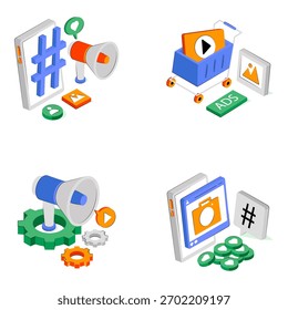 Set of Campaign Isometric Illustrations