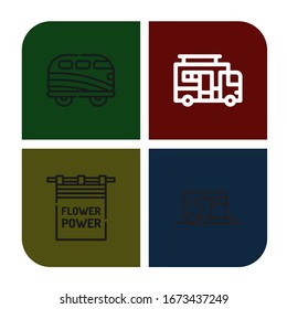 Set of camper icons. Such as Camper, Caravan, Flower power, Camping , camper icons