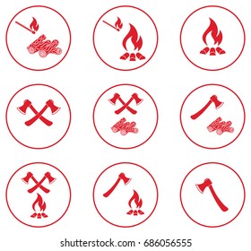 Set of Campfire icons. Vector illustration

