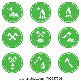 Set of Campfire icons. Vector illustration