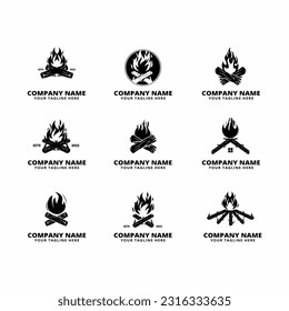 set of campfire vector icon