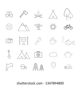 Set of Camping activities a line icons