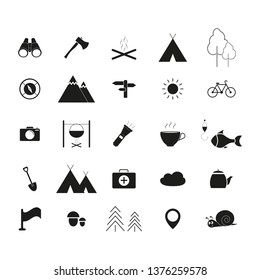 Set of Camping activities  line icons