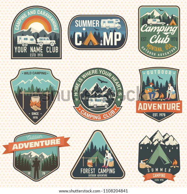 Set Camping Caravanning Club Badges Vector Stock Vector (Royalty Free ...