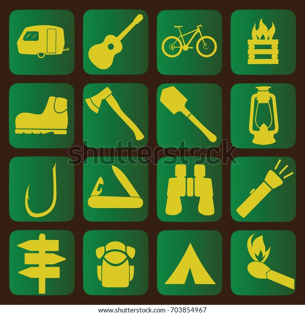 Set of camping equipment
icons