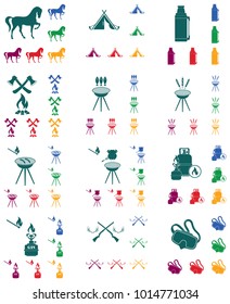Set of camping equipment icons. Vector illustration