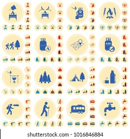 Set of camping equipment icons. Vector illustration