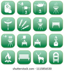 Set of camping equipment icons. Vector illustration
