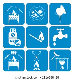 Set of camping equipment icons. Vector illustration