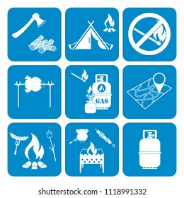 Set of camping equipment icons. Vector illustration