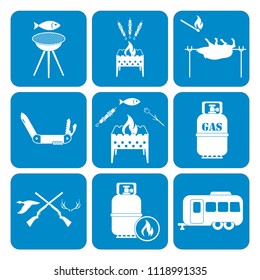 Set of camping equipment icons. Vector illustration
