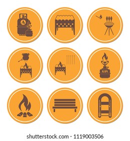 Set of camping equipment icons. Vector illustration