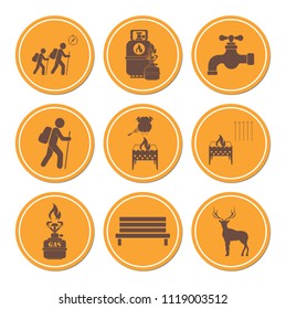 Set of camping equipment icons. Vector illustration