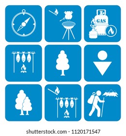 Set of camping equipment icons. Vector illustration