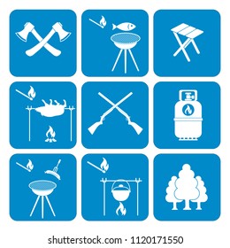 Set of camping equipment icons. Vector illustration