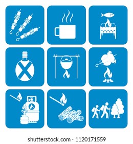 Set of camping equipment icons. Vector illustration