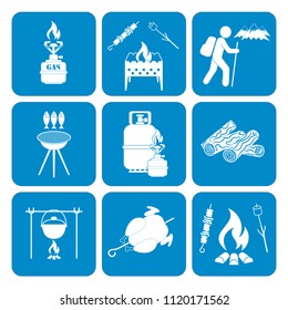 Set of camping equipment icons. Vector illustration