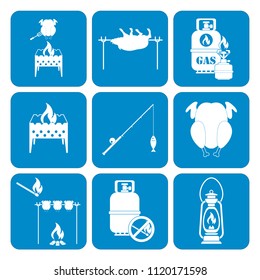 Set of camping equipment icons. Vector illustration