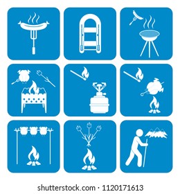 Set of camping equipment icons. Vector illustration