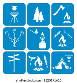Set of camping equipment icons. Vector illustration