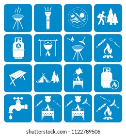 Set of camping equipment icons. Vector illustration