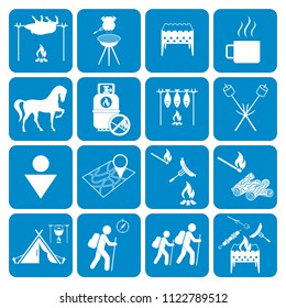 Set of camping equipment icons. Vector illustration