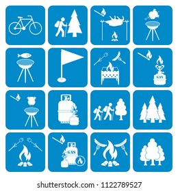 Set of camping equipment icons. Vector illustration
