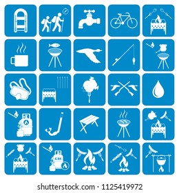 Set of camping equipment icons. Vector illustration