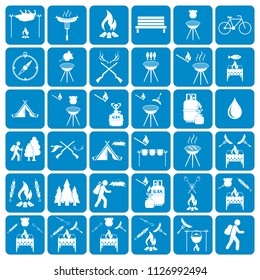 Set of camping equipment icons. Vector illustration