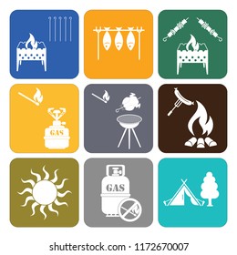 Set of camping equipment icons. Vector illustration