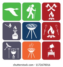 Set of camping equipment icons. Vector illustration