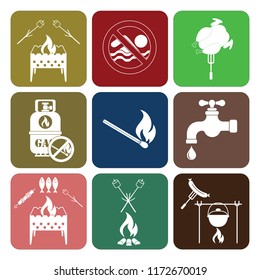 Set of camping equipment icons. Vector illustration