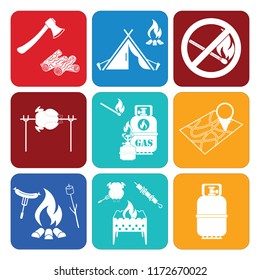 Set of camping equipment icons. Vector illustration