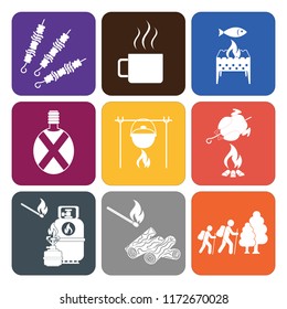 Set of camping equipment icons. Vector illustration