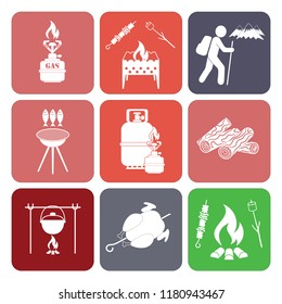 Set of camping equipment icons. Vector illustration