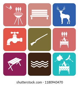 Set of camping equipment icons. Vector illustration