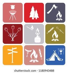 Set of camping equipment icons. Vector illustration