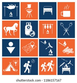 Set of camping equipment icons. Vector illustration