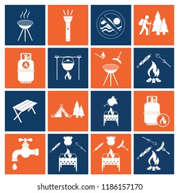 Set of camping equipment icons. Vector illustration