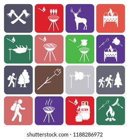 Set of camping equipment icons. Vector illustration