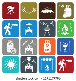 Set of camping equipment icons. Vector illustration