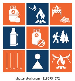 Set of camping equipment icons. Vector illustration