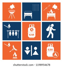 Set of camping equipment icons. Vector illustration