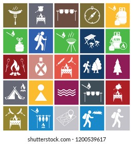 Set of camping equipment icons. Vector illustration