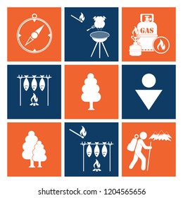 Set of camping equipment icons. Vector illustration